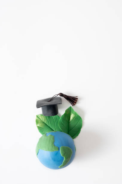 istock Globe with green leaves and graduated cap. World Environmental Education Day concept 1925722723