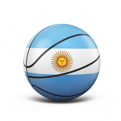3d Render Argentina Flag Basketball Ball, object + shadow clipping path