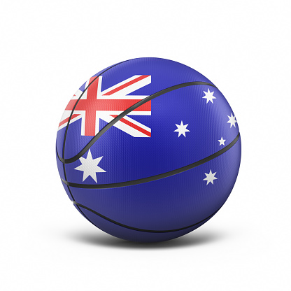 3d Render Australia Flag Basketball Ball, object + shadow clipping path