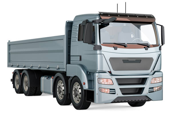 istock Cargo truck with side board. Side Board Tipper Truck Trailer, 3D rendering 1925776101