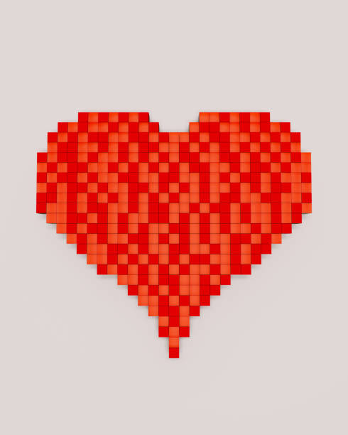 istock Red pixel cube love heart valentine day romance romantic gray background 1925783022