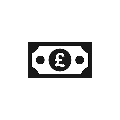 British pound sterling paper banknote icon