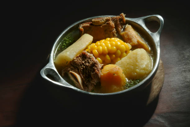 istock Sancocho, typical dish from Colombia, Bogota, soup, meat, vegetables, corn, banana 1925852863
