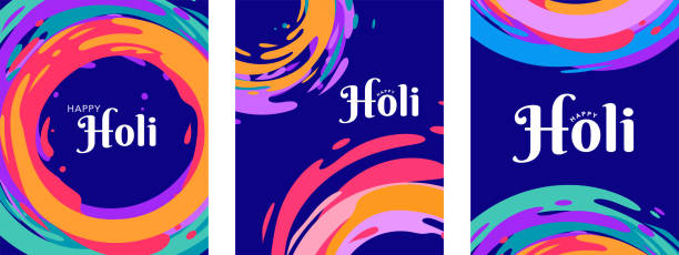 illustrazioni stock, clip art, cartoni animati e icone di tendenza di happy holi festival, festival of colors. colorful concept design, banner and background - holi