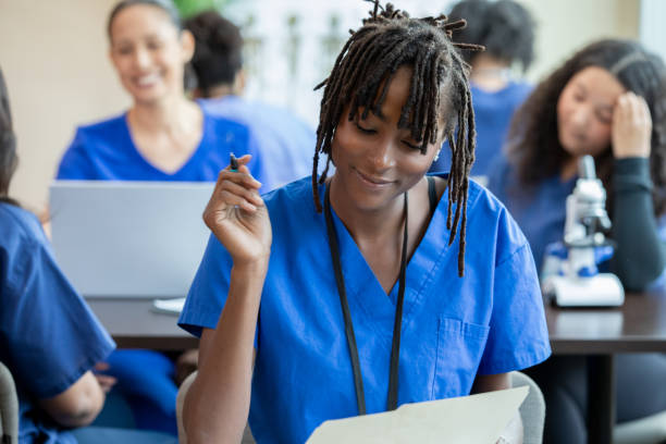 A varied assembly of nursing students engages in joint learning experiences in healthcare
