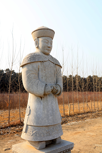 Ancient Chinese stone statues of civil servants