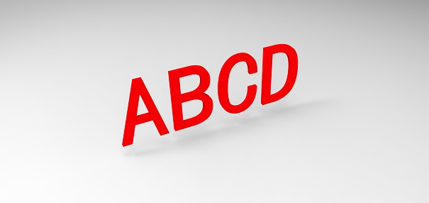 3D font ABCD in white background, computer generated images