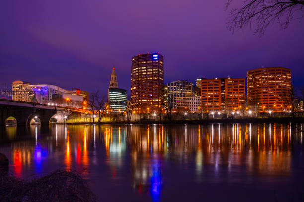 istock Hartford Skyline at night over the Connecticut River 1926035522