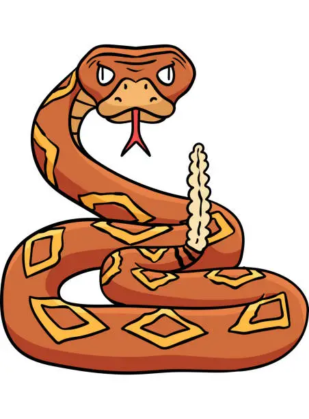 Vector illustration of Cowboy Viper Snake Cartoon Colored Clipart