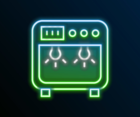 Glowing neon line Biosafety box icon isolated on black background. Colorful outline concept. Vector.