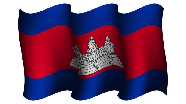 Vector illustration of cambodia waving flag design vector illustration