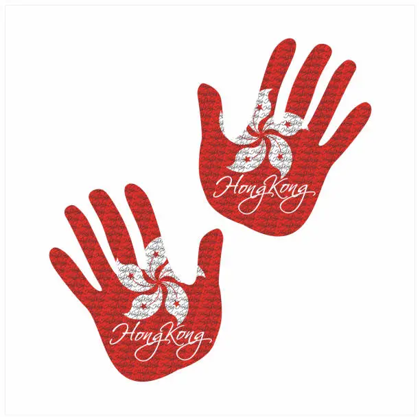 Vector illustration of hong kong flag hand vector