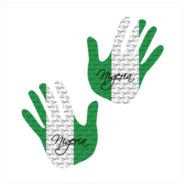 Vector illustration of nigeria flag hand vector