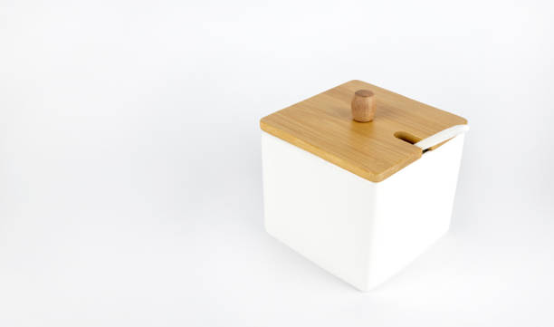 istock Ceramic container with a wooden lid for the kitchen. Container for bulk products. 1926112187