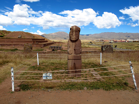 Ancient Tiwanaku ruins in Bolivia, South America