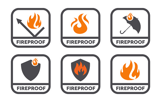 Fire Resitance Labels Fireproof And Flame Resistant Vector Labels Fire Protection Signs ...