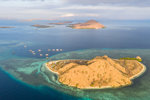 Aerial view of Kanawa Island in Komodo islands, Flores, Indonesia.