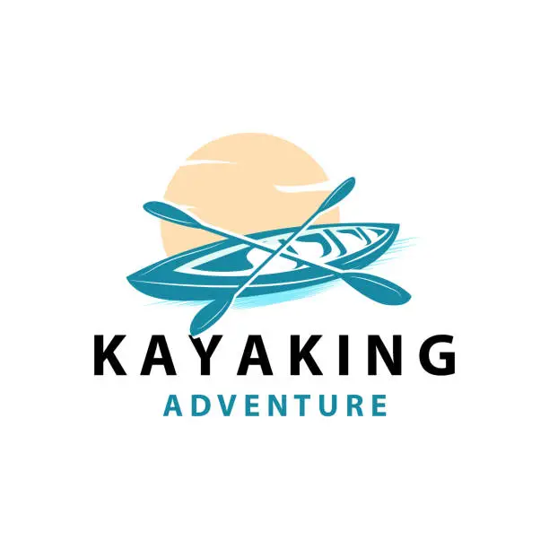 Vector illustration of Kayak symbol canoe paddle wild adventure river design vector illustration vintage style
