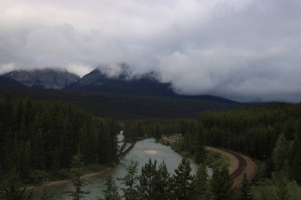 Picturesque Mountain, River and Railroad