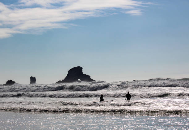 Surfers at Goonies Rock