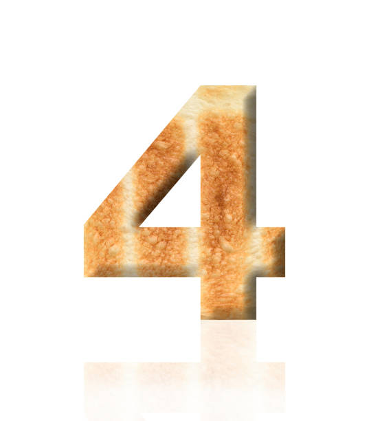 istock Isolated shot of three-dimensional toasted bread number 4 on white background 1926269342