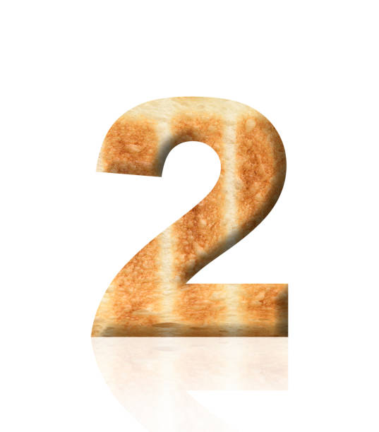 istock Isolated shot of three-dimensional toasted bread number 2 on white background 1926269344
