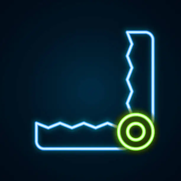 Vector illustration of Glowing neon line Trap hunting icon isolated on black background. Colorful outline concept. Vector