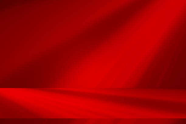 istock Wall interior background, studio and backdrops show products. with shadow from window color red light. background for text insertion and presentation of product 1926411326