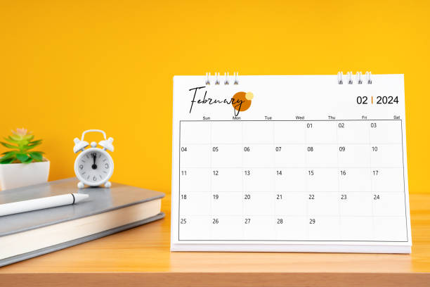 istock February desk calendar for 2024 year on work table. 1926433017