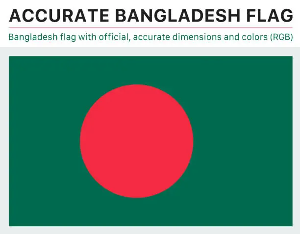 Vector illustration of Bangladeshi Flag (Official RGB Colors, Official Specifications)