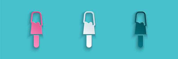 istock Paper cut Ice cream icon isolated on blue background. Sweet symbol. Paper art style. Vector 1926465819