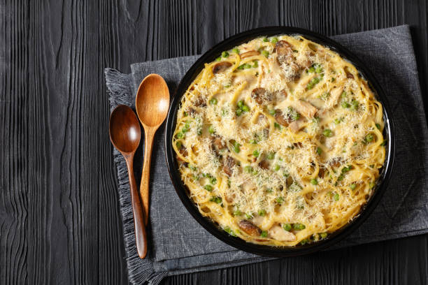 istock baked chicken tetrazzini in baking dish, top view 1926477430