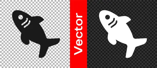 Vector illustration of Black Shark icon isolated on transparent background. Vector