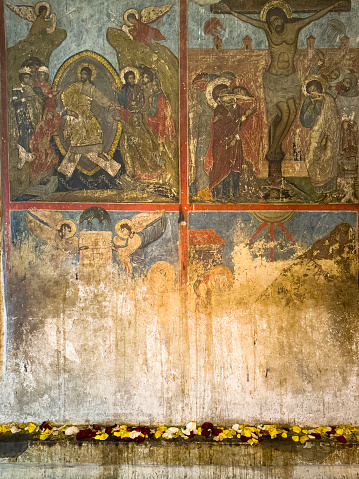 Icons on wall in Svetitskhoveli Cathedral, Mtskheta
