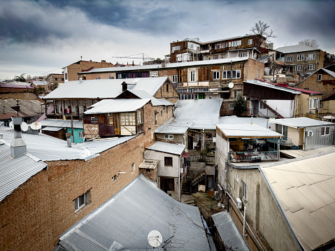 Old City center. Residents' houses in traditional Georgian style