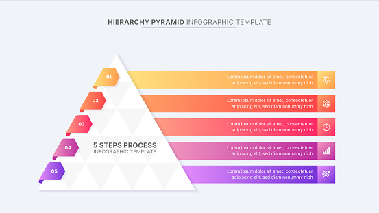 Hierarchy 3D Pyramid Five 5 Options Business Infographic Modern Design Template