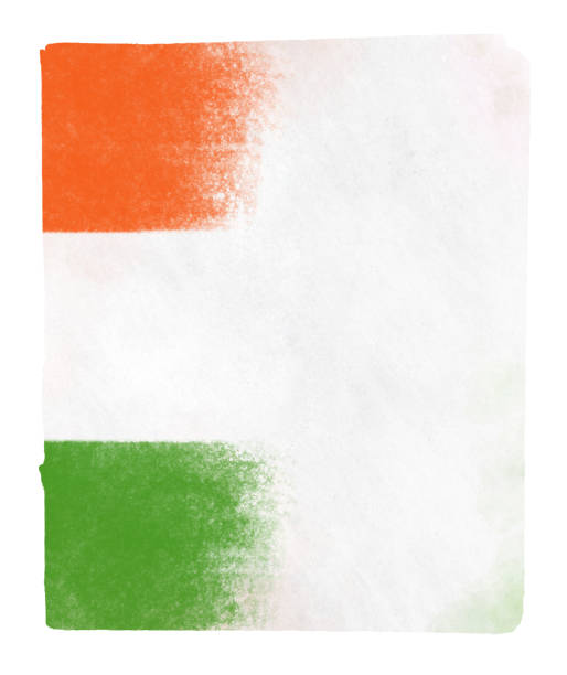 istock Vertical background with uneven edges and faded tricolor paint brush strokes, in bright smudged orange or saffron, white and green colors as in National Flag of India 1926618143