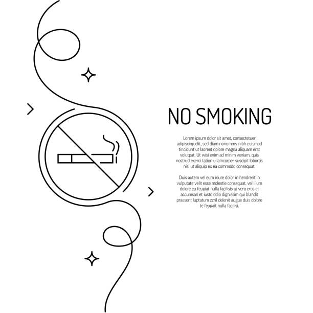 Continuous Line Drawing of No Smoking Icon. Hand Drawn Symbol Vector Illustration. Continuous Line Drawing of No Smoking Icon. Hand Drawn Symbol Vector Illustration. cigarette warning label stock illustrations