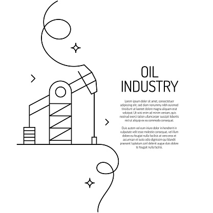 Continuous Line Drawing of Oil Industry Icon. Hand Drawn Symbol Vector Illustration.