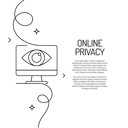 Continuous Line Drawing of Online Privacy Icon. Hand Drawn Symbol Vector Illustration.