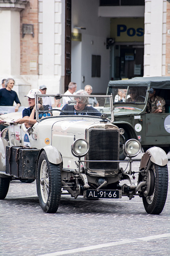 Pesaro , Italy - 16 jun 2023 : SUNBEAM SUPER TWIN SPORTS 1926 Mille Miglia 2023 edition, regularity race for historic cars that participated in the Mille Miglia competition from 1927 to 1957