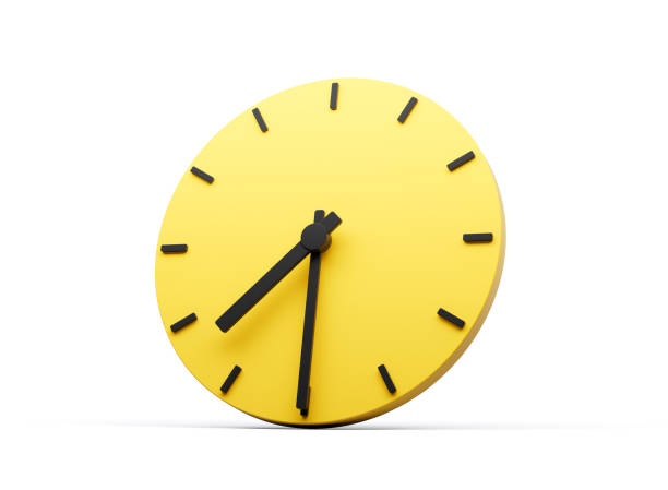 istock 3d Simple Yellow Round Wall Clock 7:30 Seven Thirty Half Past 7 On White Background 3d illustration 1926670900