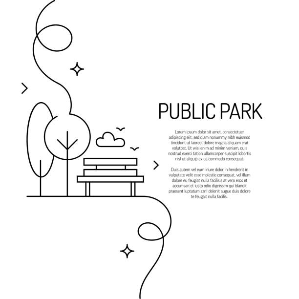 Continuous Line Drawing of Public Park Icon. Hand Drawn Symbol Vector Illustration. vector art illustration