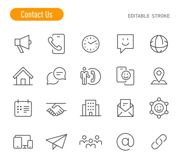 Vector illustration of Contact Us Icons - Line Series