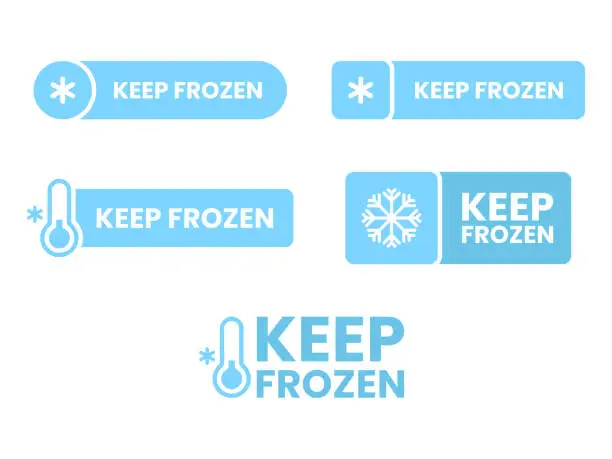 Vector illustration of Keep Frozen Label Vector Set on White Background.