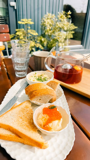 istock Delicious and healthy breakfast with caviar, summer, terrace 1926733636