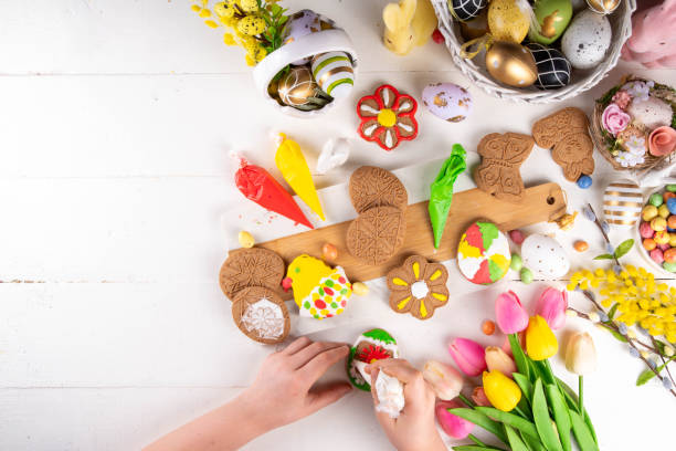 Easter cookies making background