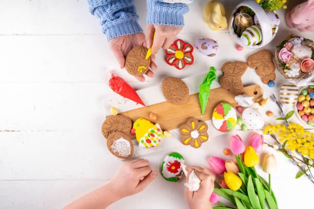 Easter cookies making background