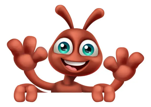 Vector illustration of Ant Insect Bug Cute Cartoon Character Mascot