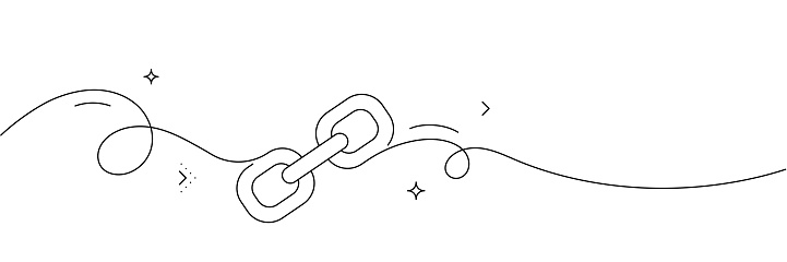 Continuous Line Drawing of Backlinks Icon. Hand Drawn Symbol Vector Illustration.